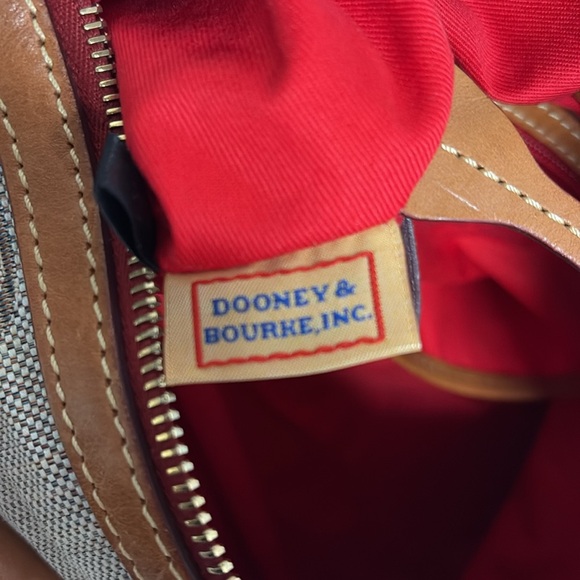 Dooney & Bourke Large DB Signature Canvas & Leather Satchel Tan/Brown Vintage - Picture 10 of 11